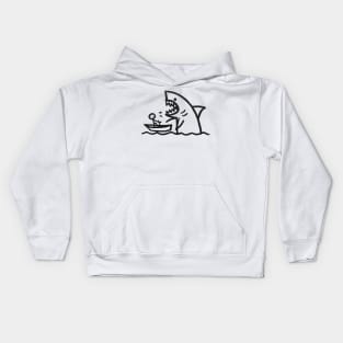 Stick Figure of a Shark in Black Ink Kids Hoodie